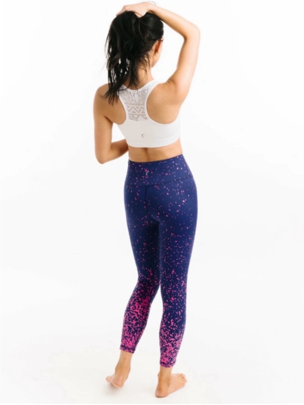 ZYIA Active Navy Blue Leggings with Pink Dots (Size 6-8) - Picture 3 of 8